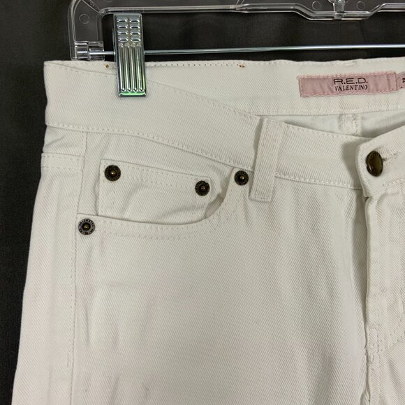 RED Valentino White Straight Leg Mid-Rise Jeans Sz 28 - Picture 7 of 16
